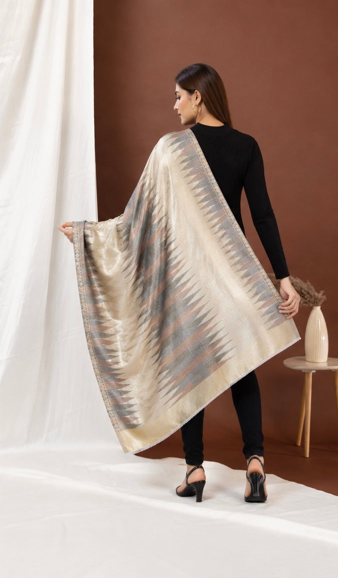 House of Ikat - Facets | Reversible Metallic Fine Wool Stole