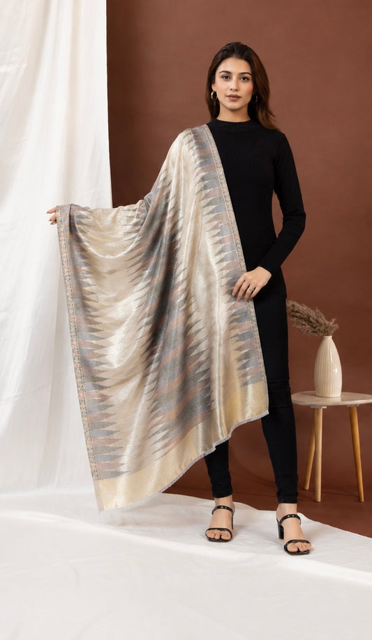 House of Ikat - Facets | Reversible Metallic Fine Wool Stole