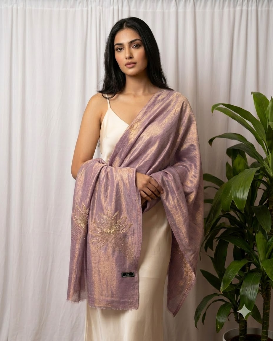 Kamal | Hand-Embroidered Fine Wool Stole
