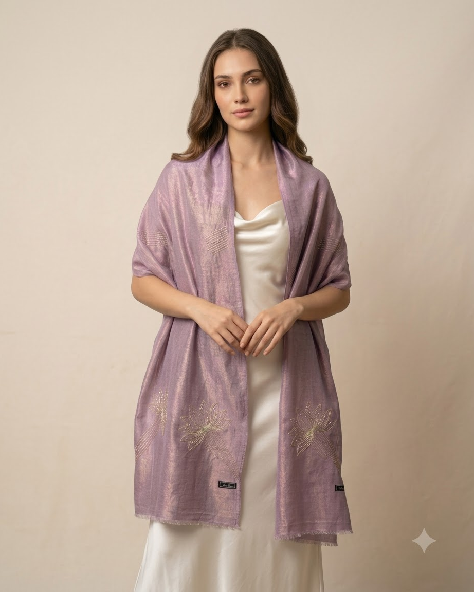 Kamal | Hand-Embroidered Fine Wool Stole