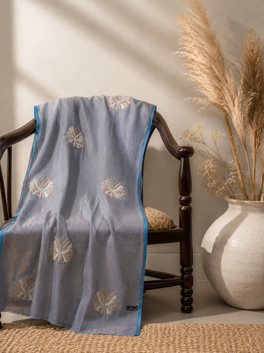 Pankh | Zari-Embroidered Fine Wool Stole