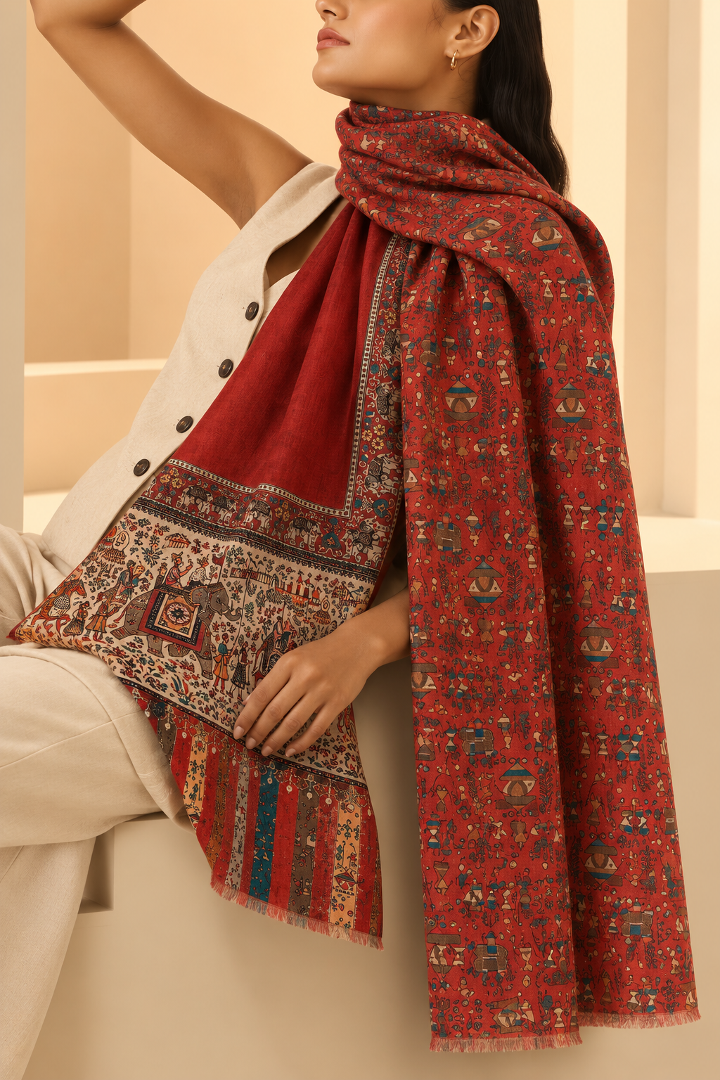 Kissa Reversible Fine Wool Stole