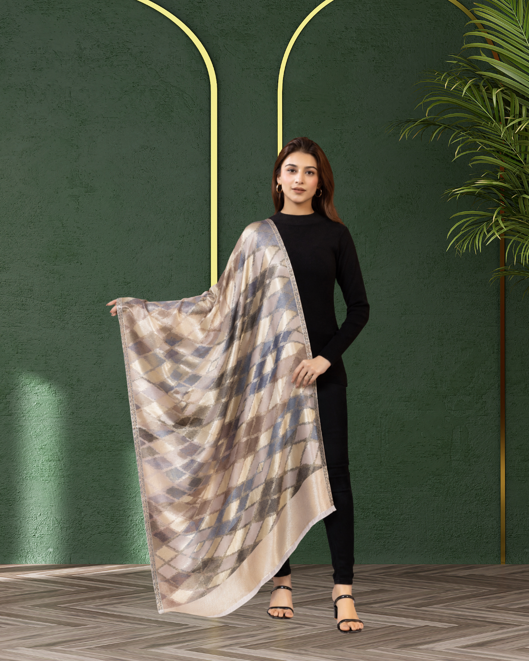 House of Ikat - Diamonds | Reversible Fine Wool Stole