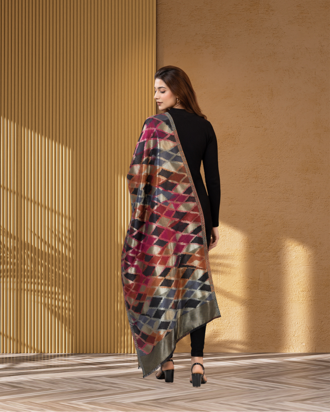 House of Ikat - Diamonds | Reversible Fine Wool Stole
