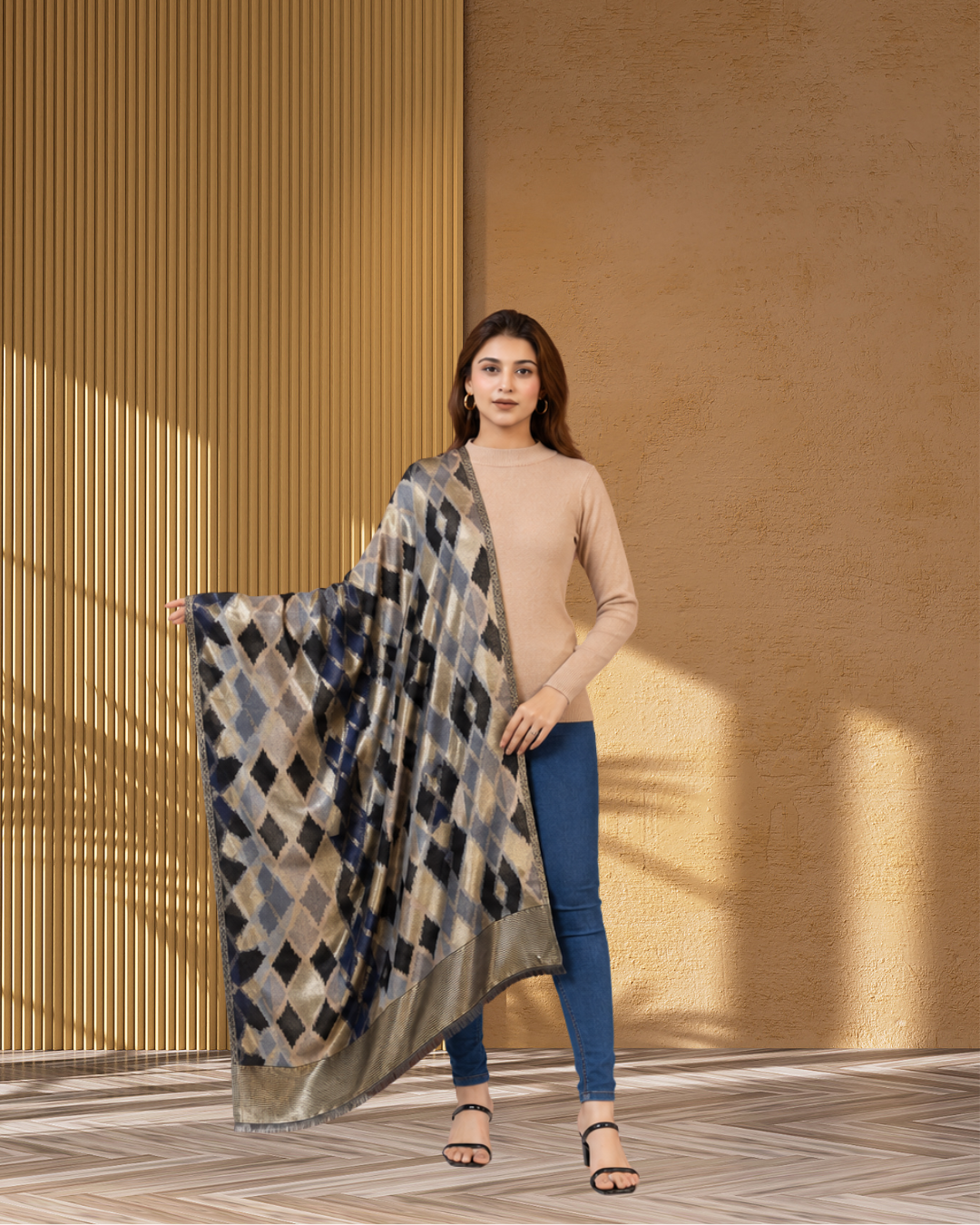 House of Ikat - Diamonds | Reversible Fine Wool Stole