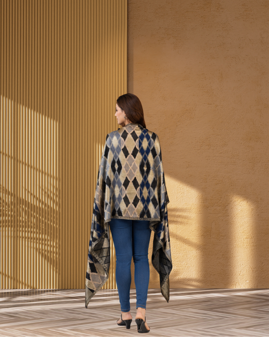 House of Ikat - Diamonds | Reversible Fine Wool Stole